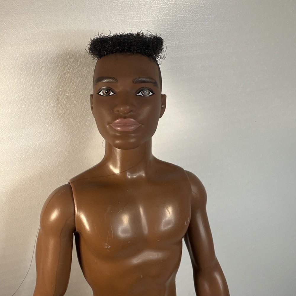 Barbie Ken Fashionistas Boy Doll #162 Rooted Brunette Hair African American Nude